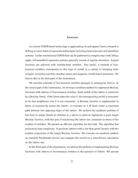 File:Altun Logic Synthesis for Networks of Four Terminal Switches.pdf