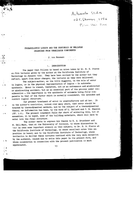 File:Von Neumann Probabilistic Logics and the Synthesis of Reliable Organisms from Unreliable Components.pdf